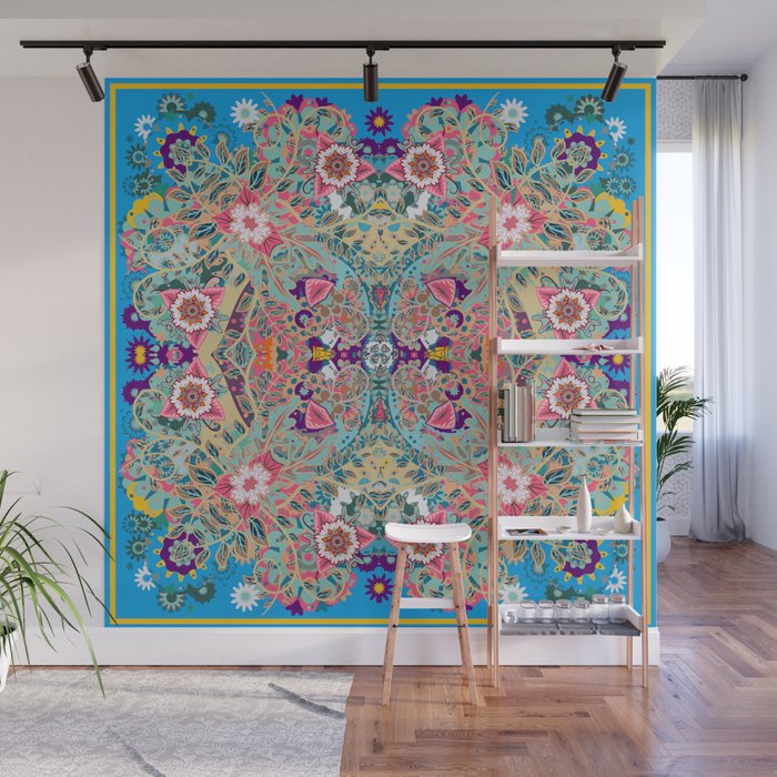 Mandala - Turquoise Boho Wall Mural Gallery Image 1