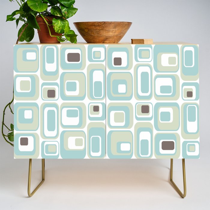 Retro Rectangles Mid Century Modern Geometric Vintage Style Credenza Gallery Image 1