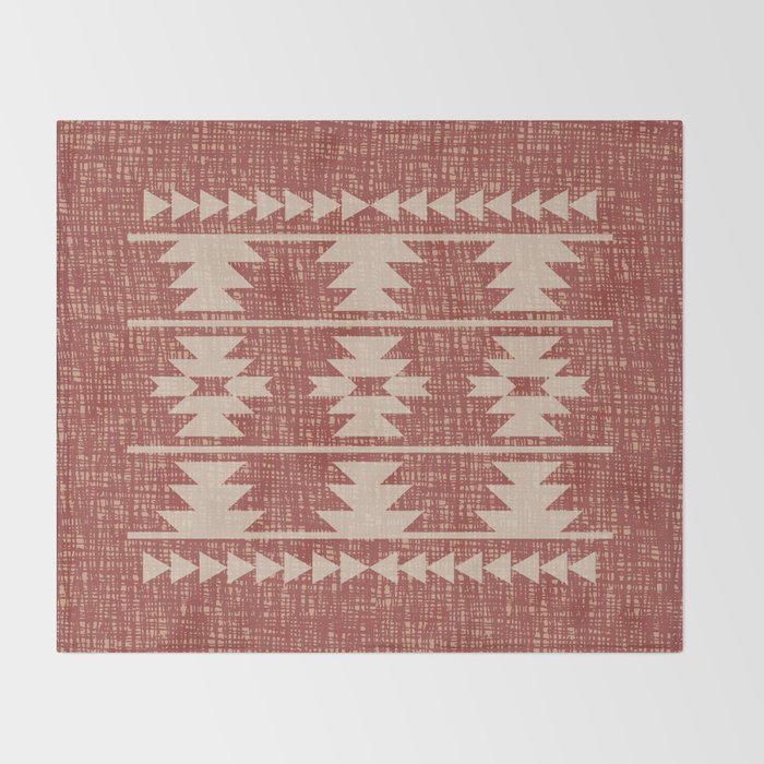 Southwestern Pattern 135 Sienna and Beige Throw Blanket Gallery Image 2