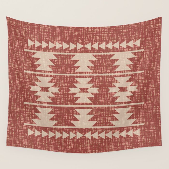 Southwestern Pattern 135 Sienna and Beige Wall Tapestry Gallery Image 1