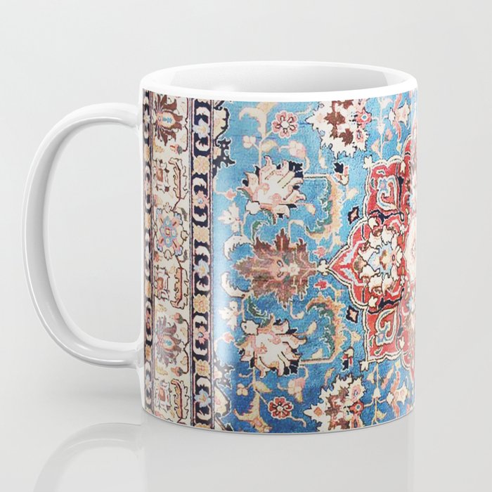 Tabriz Rug With Blue Field Print Coffee Mug Gallery Image 3