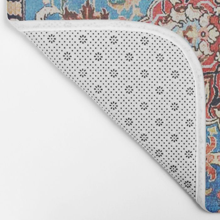 Tabriz Rug With Blue Field Print Bath Mat Gallery Image 2