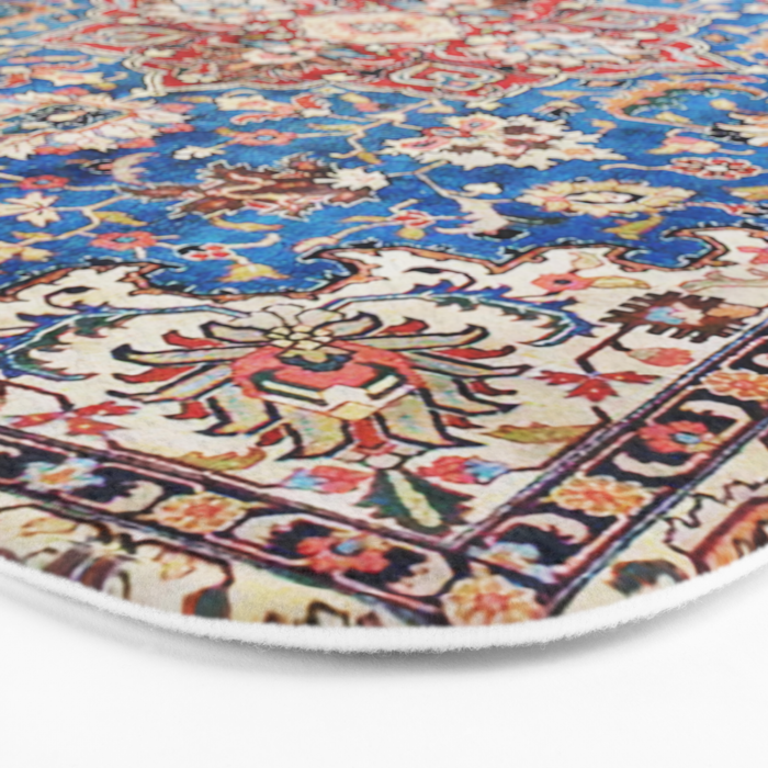 Tabriz Rug With Blue Field Print Bath Mat Gallery Image 3