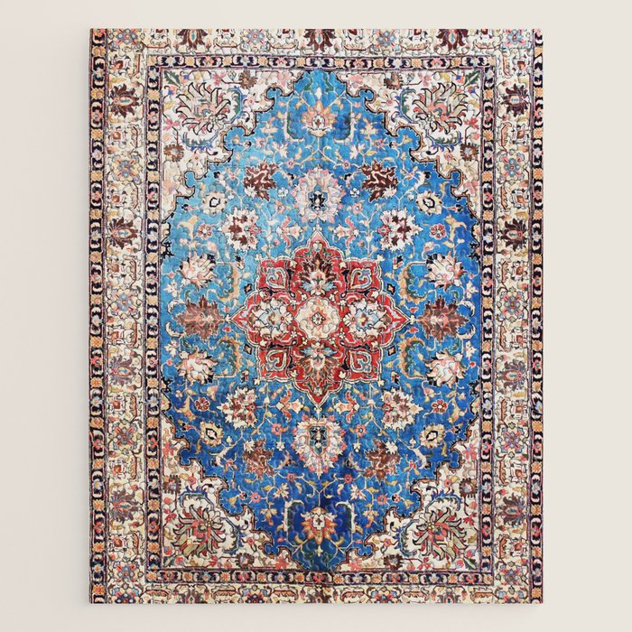Tabriz Rug With Blue Field Print Jigsaw Puzzle Gallery Image 1