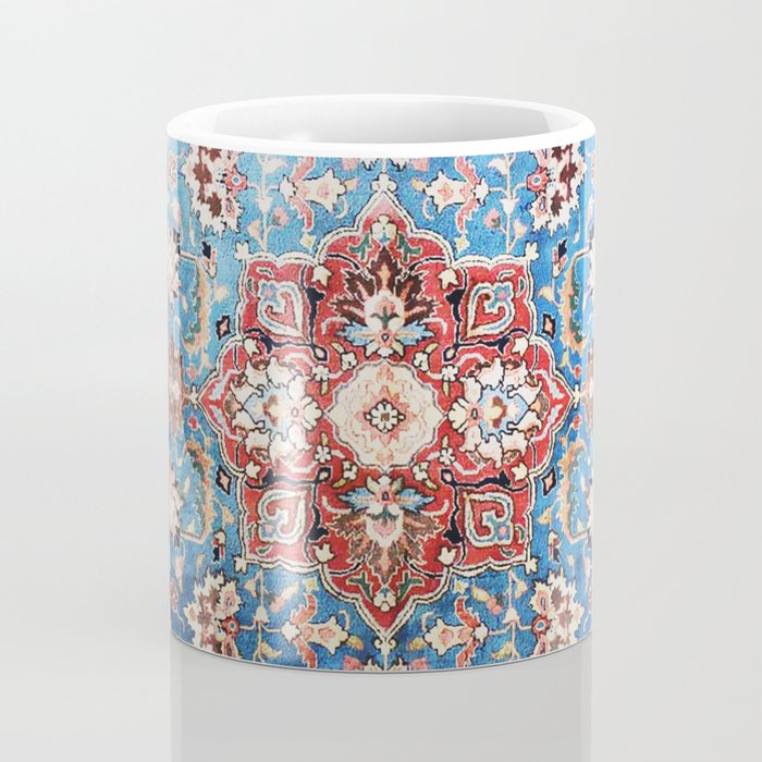 Tabriz Rug With Blue Field Print Coffee Mug Gallery Image 4