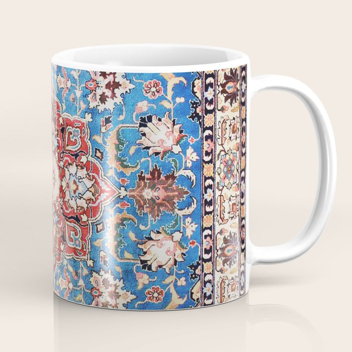 Tabriz Rug With Blue Field Print Coffee Mug Gallery Image 1