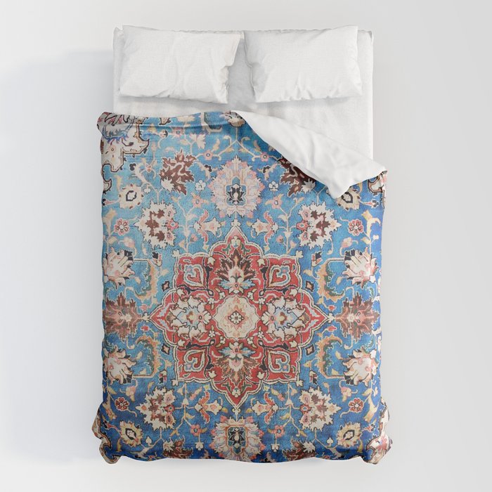 Tabriz Rug With Blue Field Print Duvet Cover Gallery Image 1