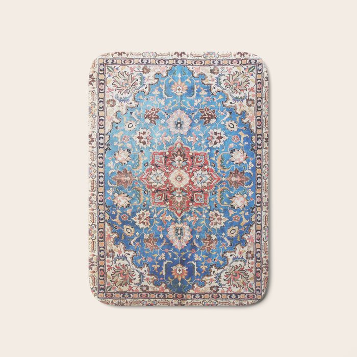 Tabriz Rug With Blue Field Print Bath Mat Gallery Image 1