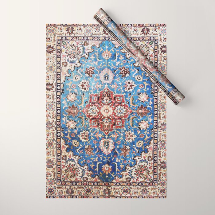 Tabriz Rug With Blue Field Print Wrapping Paper Gallery Image 1