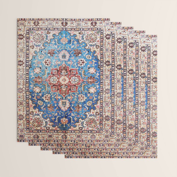Tabriz Rug With Blue Field Print Wrapping Paper Gallery Image 3