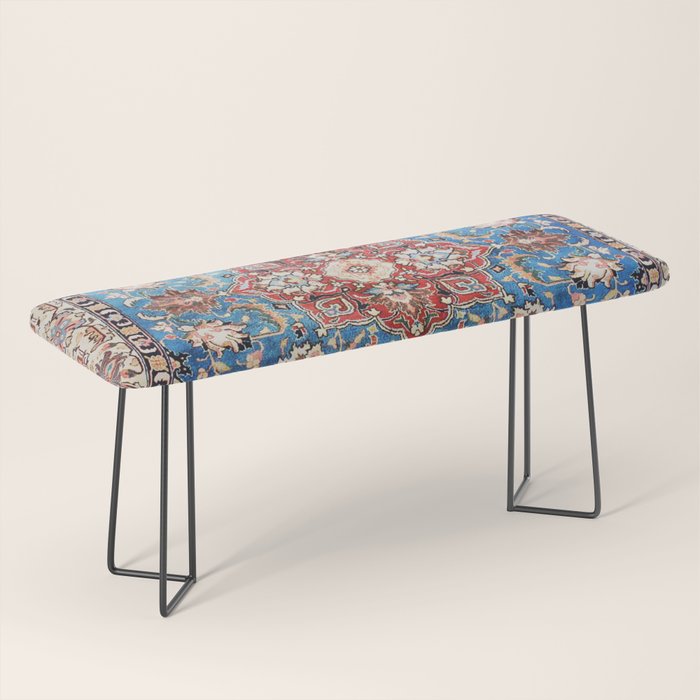 Tabriz Rug With Blue Field Print Bench Gallery Image 1