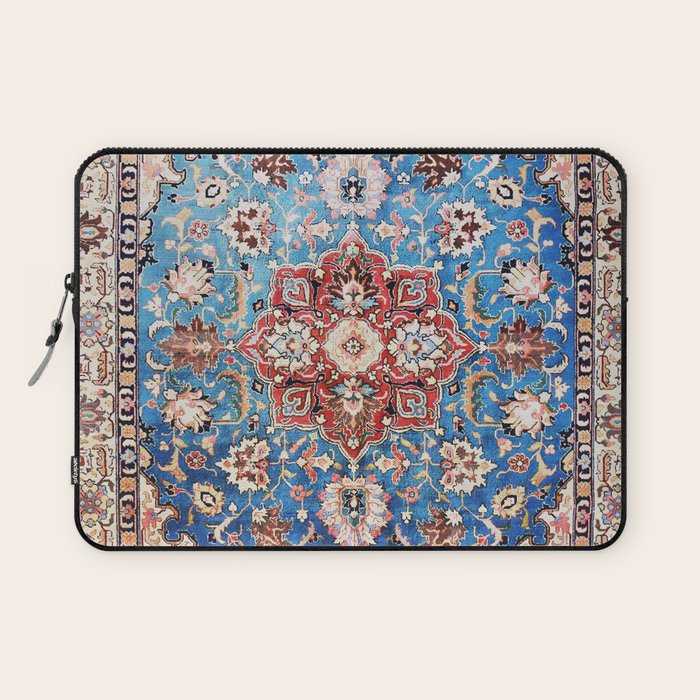 Tabriz Rug With Blue Field Print Laptop Sleeve Gallery Image 1