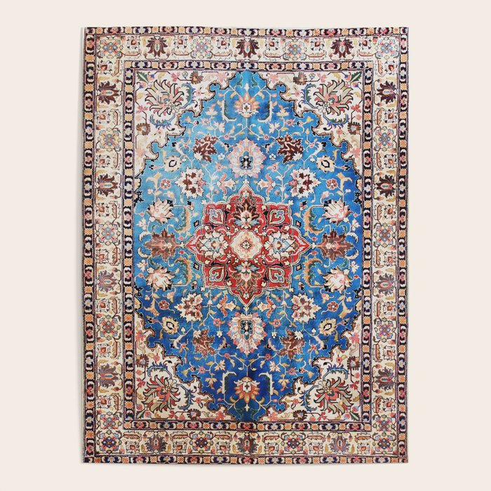 Tabriz Rug With Blue Field Print Poster Gallery Image 4