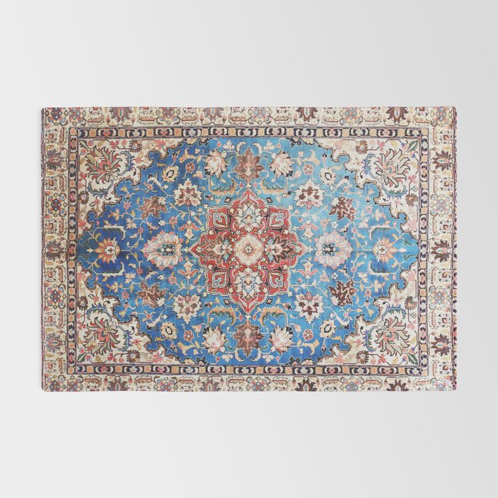Tabriz Rug With Blue Field Print Rug Gallery Image 2