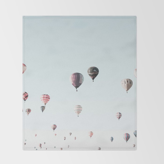 Hot Air Balloons Blue Sky Throw Blanket Gallery Image 2