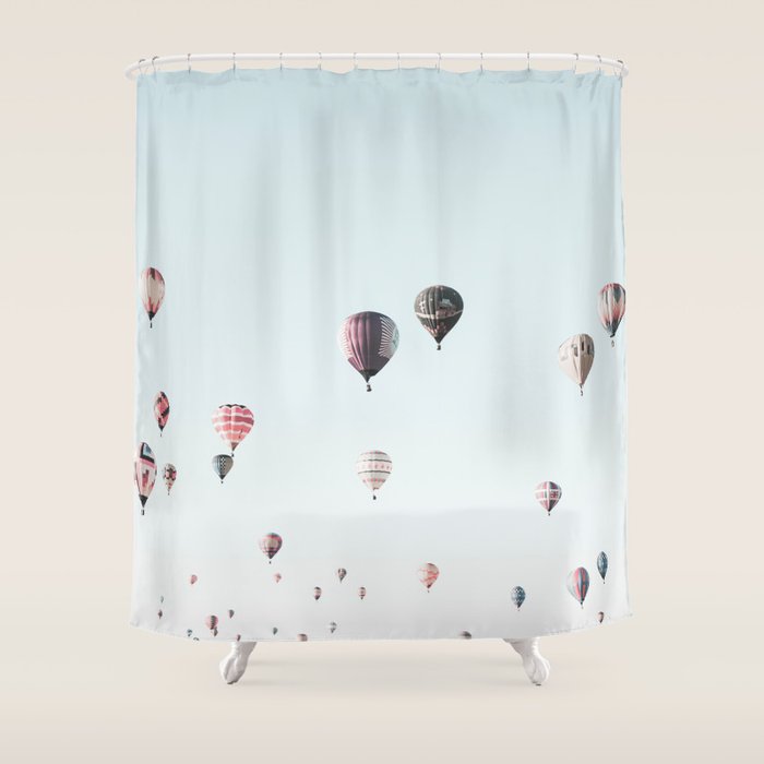Hot Air Balloons Blue Sky Shower Curtain Gallery Image 1
