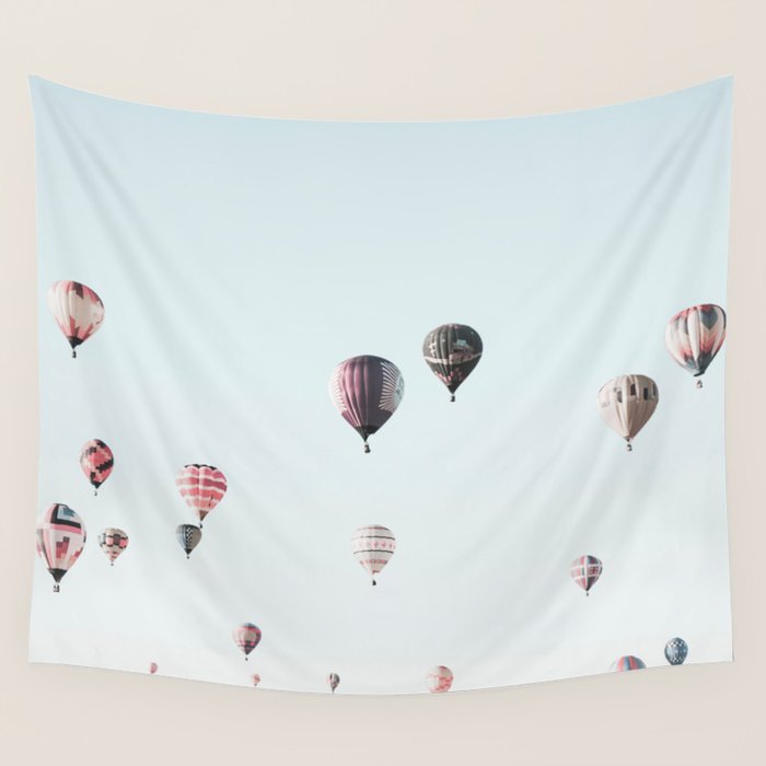 Hot Air Balloons Blue Sky Wall Tapestry Gallery Image 4
