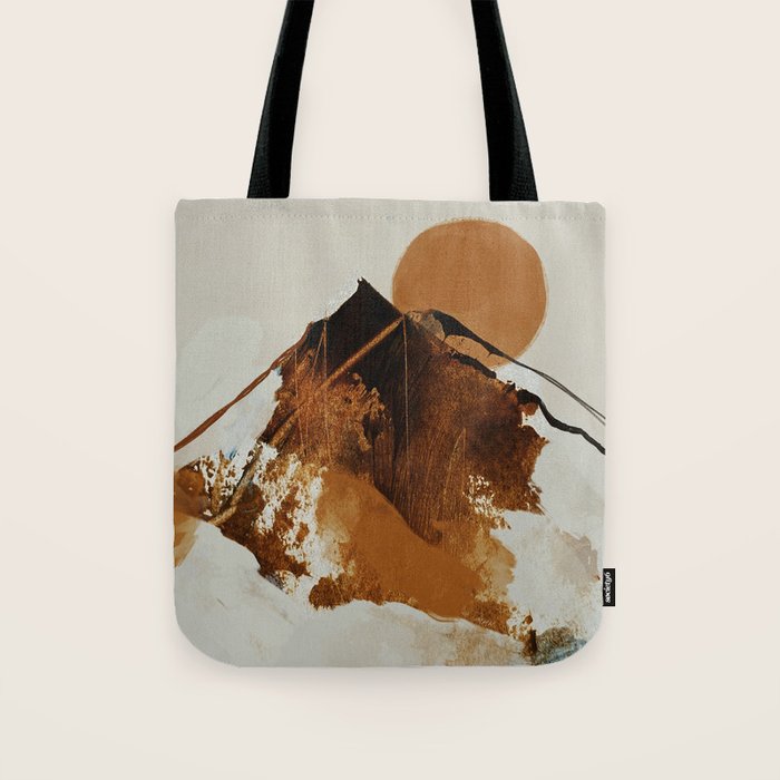 abstract mountains, rustic orange sunrise Tote Bag Gallery Image 1