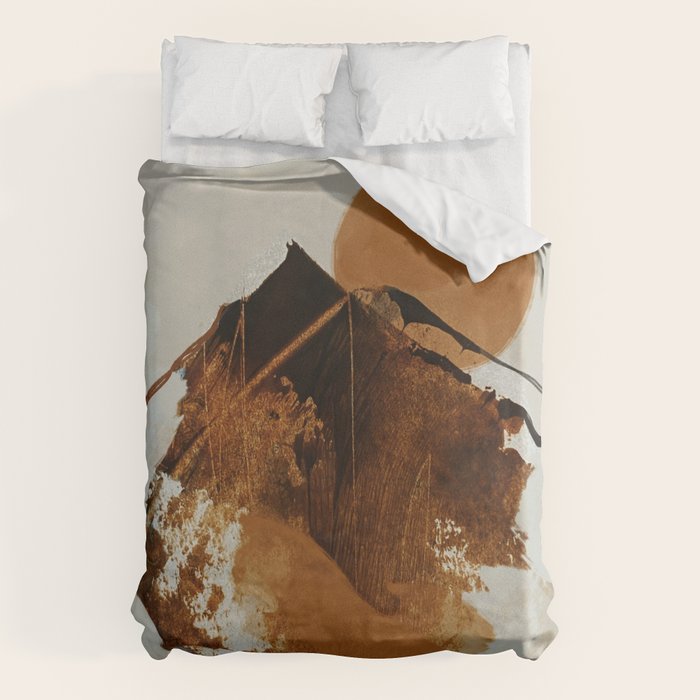 abstract mountains, rustic orange sunrise Duvet Cover Gallery Image 1