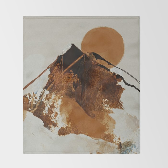 abstract mountains, rustic orange sunrise Throw Blanket Gallery Image 2