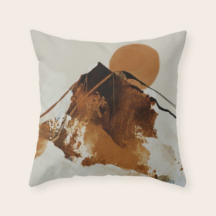 abstract mountains, rustic orange sunrise Throw Pillow Gallery Image 6