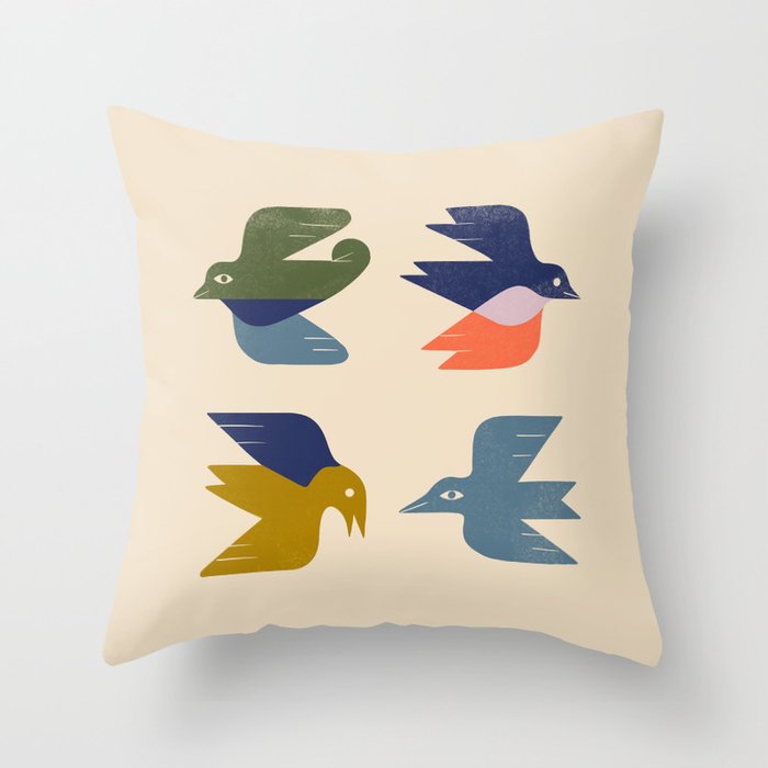 Four Birds Grid Throw Pillow Gallery Image 6