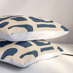 Mid Century Modern Loop Pattern in Beige and Navy Blue Pillow Sham Gallery Image 3