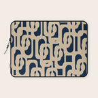 Mid Century Modern Loop Pattern in Beige and Navy Blue Laptop Sleeve Gallery Image 1