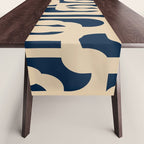 Mid Century Modern Loop Pattern in Beige and Navy Blue Table Runner Gallery Image 1