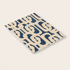 Mid Century Modern Loop Pattern in Beige and Navy Blue Notebook Gallery Image 3