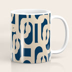 Mid Century Modern Loop Pattern in Beige and Navy Blue Coffee Mug Gallery Image 1