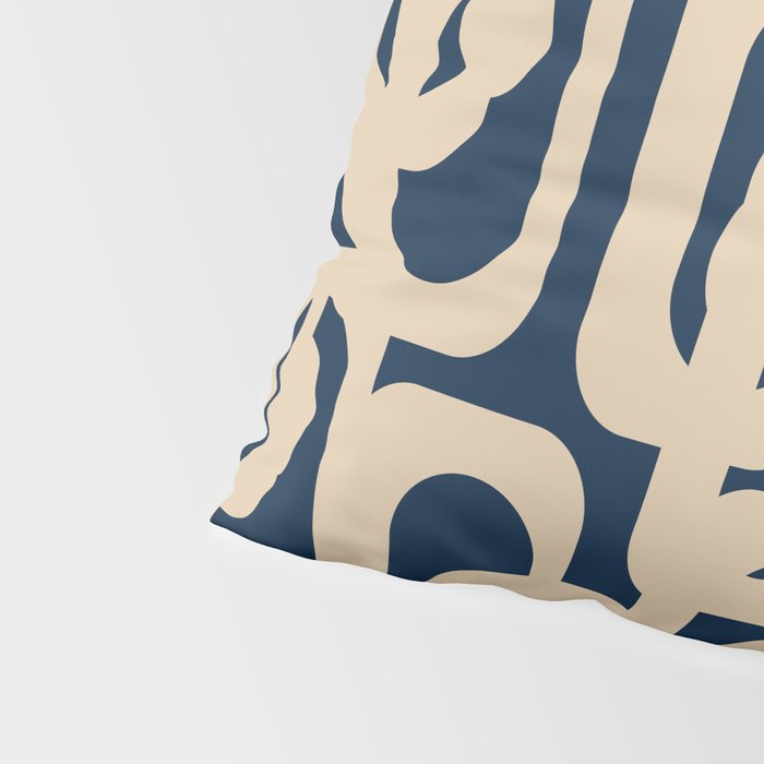 Mid Century Modern Loop Pattern in Beige and Navy Blue Pillow Sham Gallery Image 4