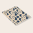 Mid Century Modern Loop Pattern in Beige and Navy Blue Notebook Gallery Image 2