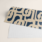 Mid Century Modern Loop Pattern in Beige and Navy Blue Wrapping Paper Gallery Image 2