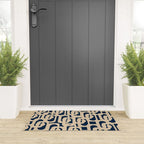 Mid Century Modern Loop Pattern in Beige and Navy Blue Welcome Mat Gallery Image 3