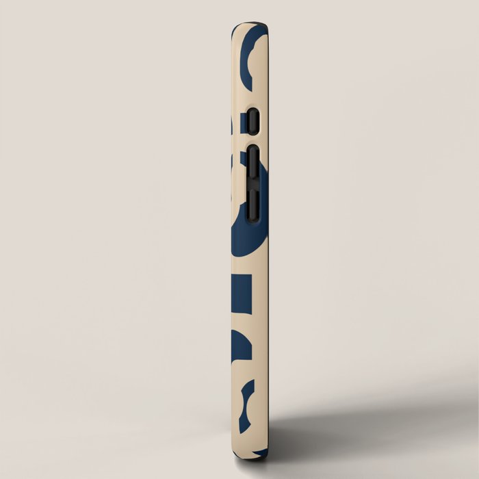 Mid Century Modern Loop Pattern in Beige and Navy Blue iPhone Case Gallery Image 2