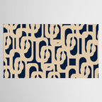 Mid Century Modern Loop Pattern in Beige and Navy Blue Tablecloth Gallery Image 2