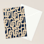 Mid Century Modern Loop Pattern in Beige and Navy Blue Stationery Card Gallery Image 2
