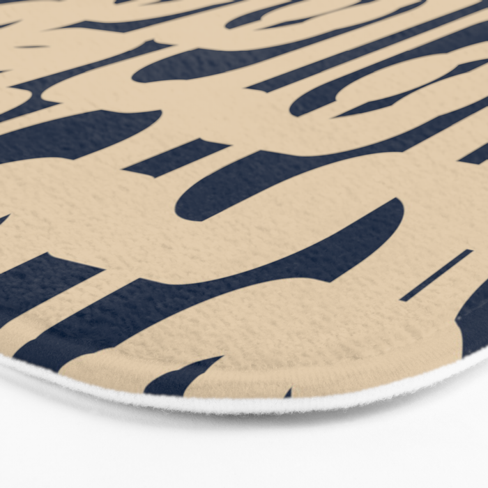 Mid Century Modern Loop Pattern in Beige and Navy Blue Bath Mat Gallery Image 3