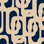 Mid Century Modern Loop Pattern in Beige and Navy Blue Coffee Mug Gallery Image 2