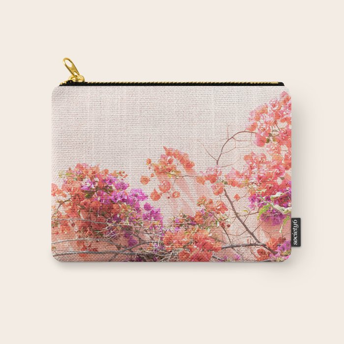 Bougainvillea Flowers in Color | Pink Wall in Cascais Art Print | Floral Travel Photography in Portugal Carry All Pouch Gallery Image 1
