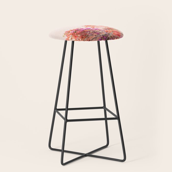 Bougainvillea Flowers in Color | Pink Wall in Cascais Art Print | Floral Travel Photography in Portugal Stool Gallery Image 1