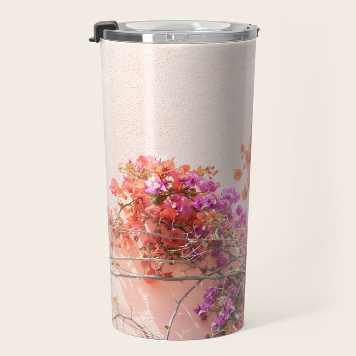 Bougainvillea Flowers in Color | Pink Wall in Cascais Art Print | Floral Travel Photography in Portugal Travel Mug Gallery Image 3