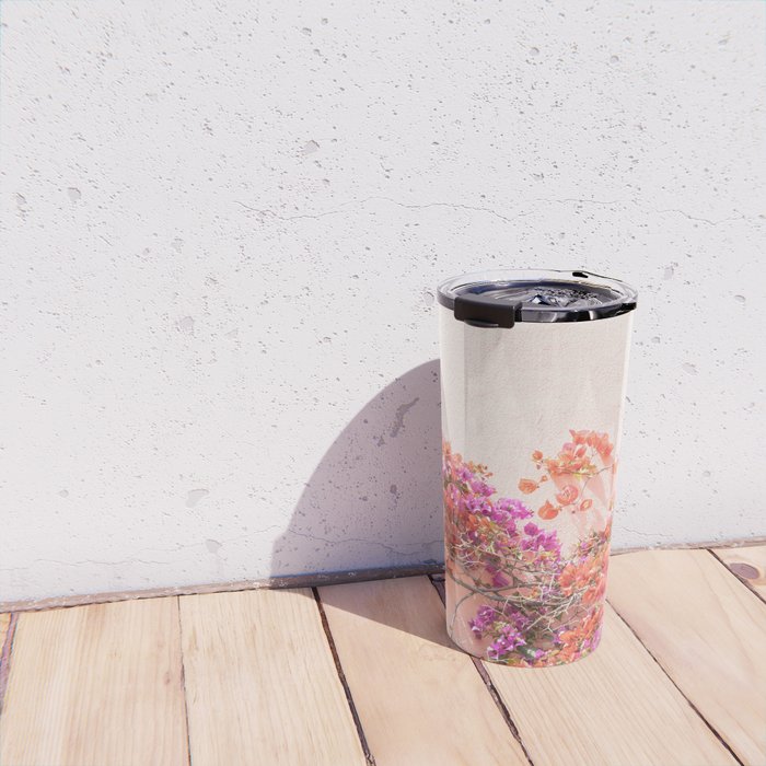 Bougainvillea Flowers in Color | Pink Wall in Cascais Art Print | Floral Travel Photography in Portugal Travel Mug Gallery Image 4