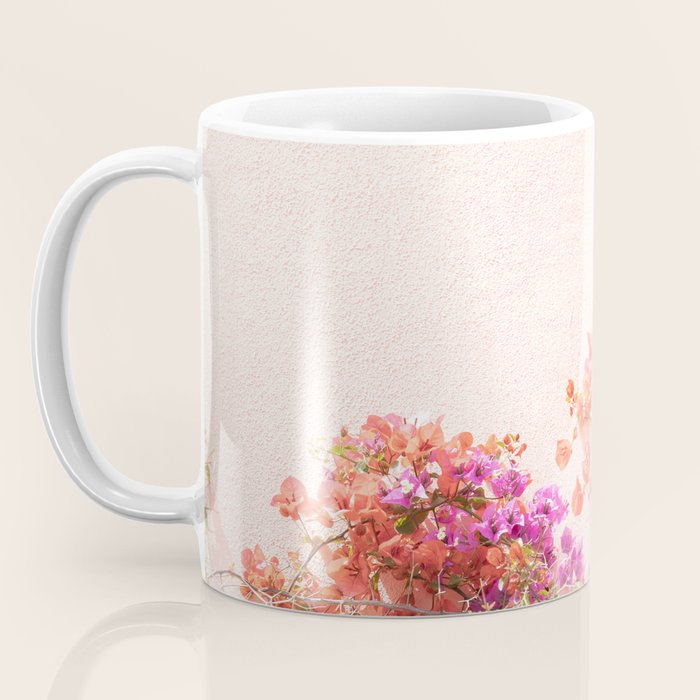 Bougainvillea Flowers in Color | Pink Wall in Cascais Art Print | Floral Travel Photography in Portugal Coffee Mug Gallery Image 3