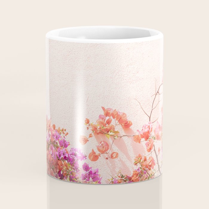 Bougainvillea Flowers in Color | Pink Wall in Cascais Art Print | Floral Travel Photography in Portugal Coffee Mug Gallery Image 4