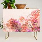 Bougainvillea Flowers in Color | Pink Wall in Cascais Art Print | Floral Travel Photography in Portugal Credenza Gallery Image 1