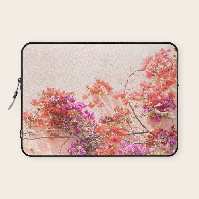 Bougainvillea Flowers in Color | Pink Wall in Cascais Art Print | Floral Travel Photography in Portugal Laptop Sleeve Gallery Image 1
