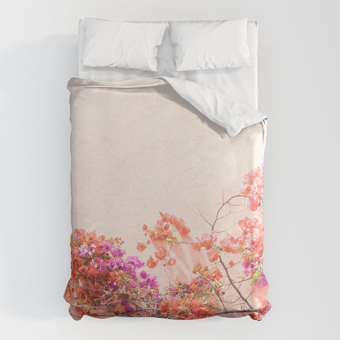 Bougainvillea Flowers in Color | Pink Wall in Cascais Art Print | Floral Travel Photography in Portugal Duvet Cover Gallery Image 6