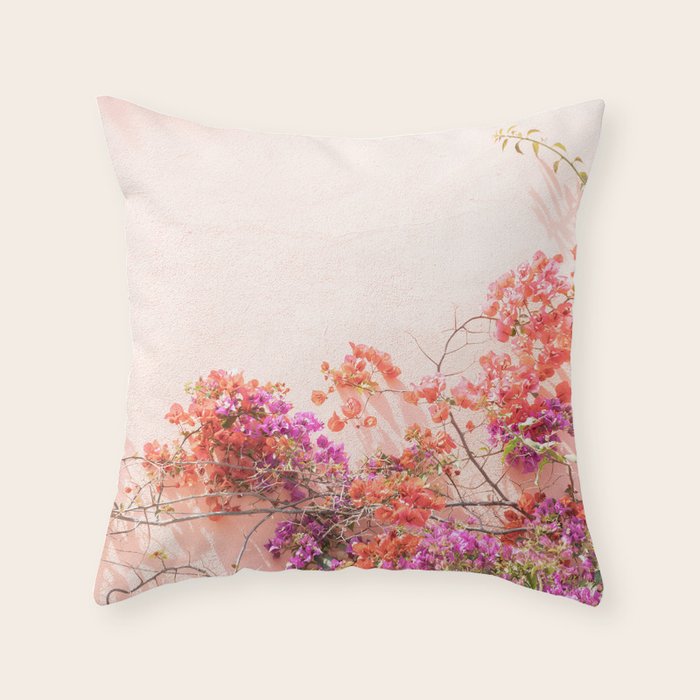 Bougainvillea Flowers in Color | Pink Wall in Cascais Art Print | Floral Travel Photography in Portugal Throw Pillow Gallery Image 6